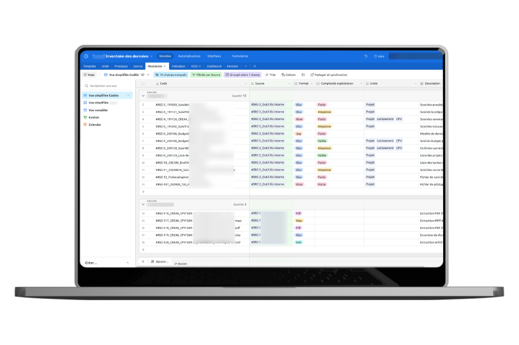 inventaire de données